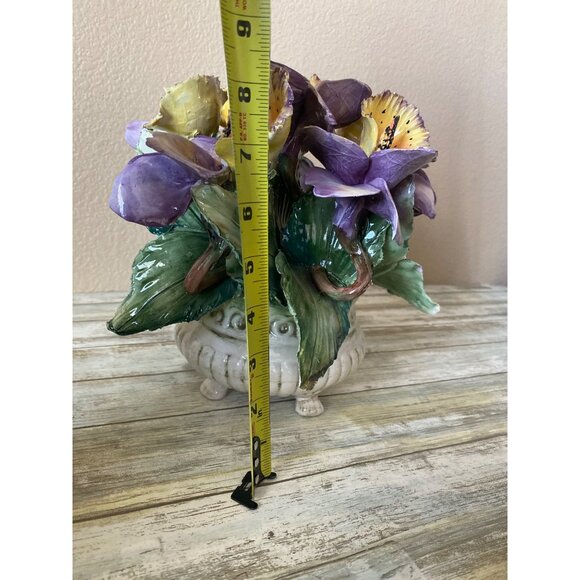 Vintage Capodimonte Italy Porcelain Flower Bouquet in Vase Hand Painted 8" - Picture 11 of 11